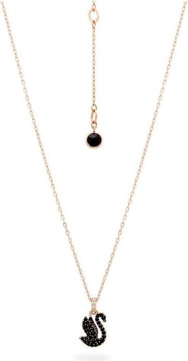 Produktbild Swarovski Iconic Swan Halskette Schwan Klein Schwarz Roségold (Swarovski Metall, 38 - 43 cm)