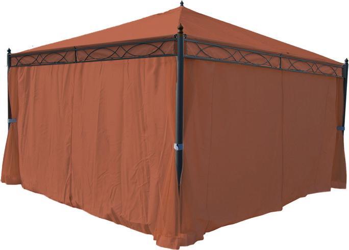 Produktbild Swisshandel24 4er-Set Seitenwand für Pergola Cadiz, Ersatzseitenwand Pavillon 4x4m, Polyester terrakotta-braun (205 cm, 383 cm)