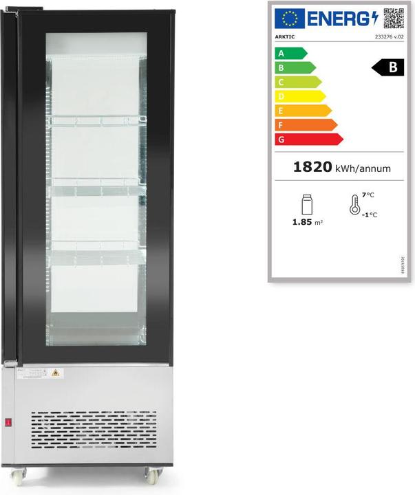 Energie-Label Hendi Kühlvitrine 400 l 230V 495W (400 l)
