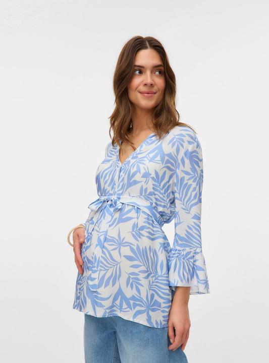 Produktbild Mamalicious Locker geschnitten V-Ausschnitt Ärmelbündchen mit Rüschen Weite Ärmel Top Bluse (XS)