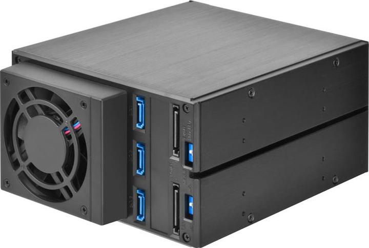 Actual product image Silverstone SST-FS303-12G - 3 Bay Aluminium Trayless Hot Swap Mobile Rack Backplane with Fan and Loc (3.5")