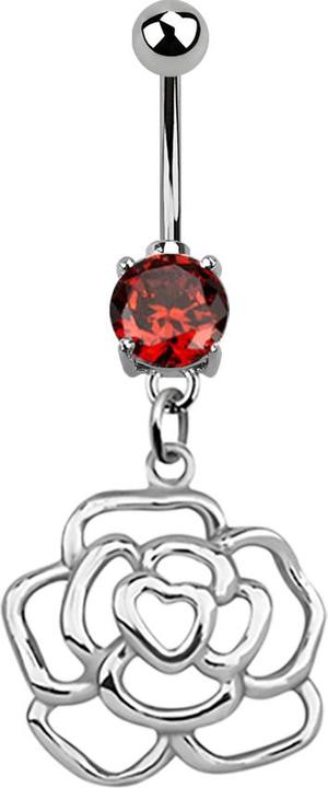 Produktbild Star Piercing Banane silber mit Anhänger Rose orange (ohne Messing, 925 Sterlingsilber, Chirurgenstahl 316L)