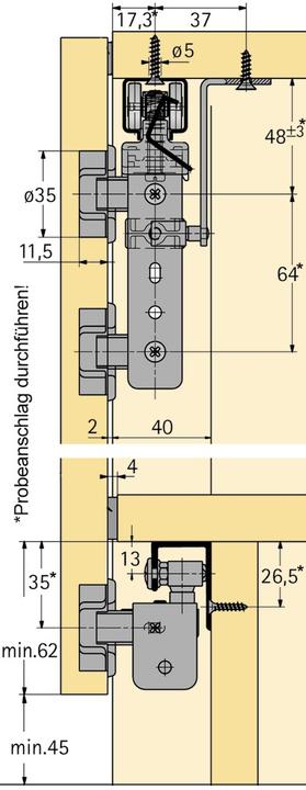 Actual product image Hettich Folding sliding door hardware Wing 77, Forslide