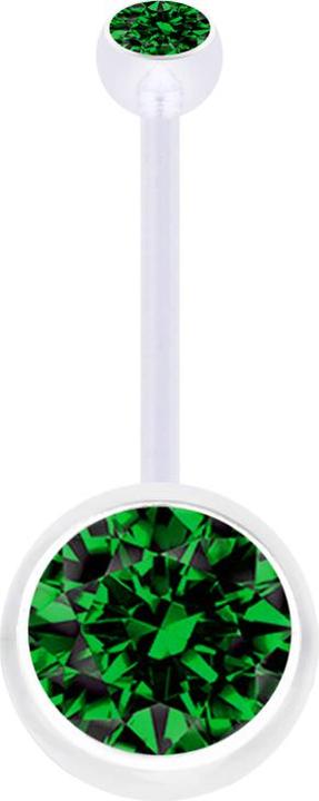 Actual product image Star Piercing Banana Pregnancy transparent with two balls crystal large green (Bioflex, without brass)