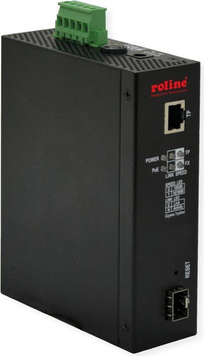 Roline Industrie Konverter Gigabit Ethernet - Dual Speed 100/1000 Fiber, mit PoE Funktion