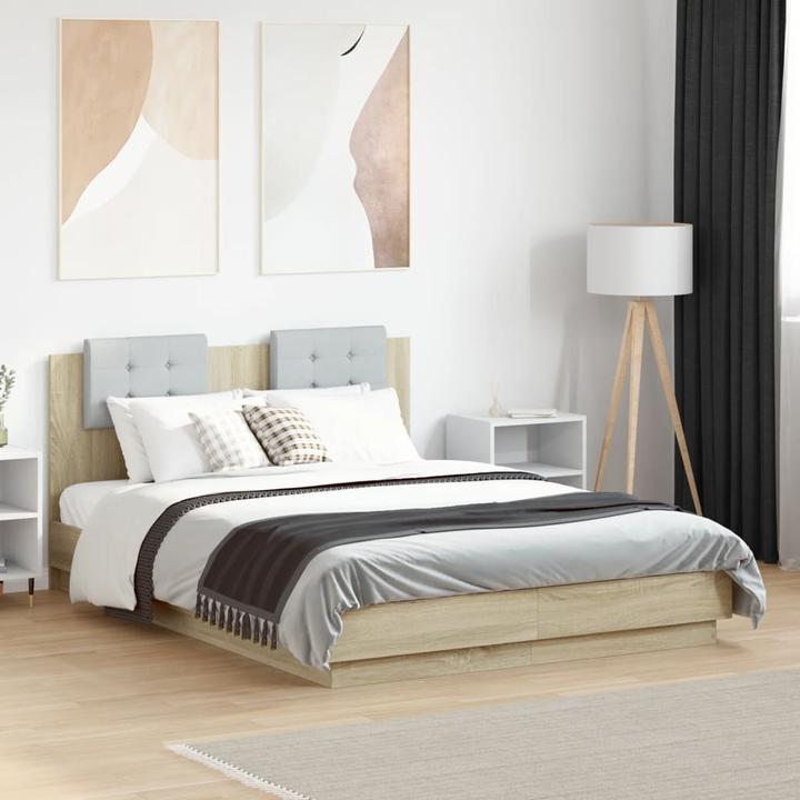 Actual product image VidaXL Bed frame with Sonoma oak headboard (120 x 190 cm)