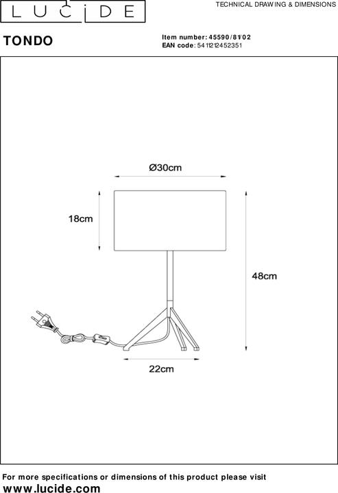 Immagine prodotto Lucide TONDO - Lampada da tavolo - Ø 30 cm - 1xE27 - Oro opaco / ottone 45590/81/02 (E27)