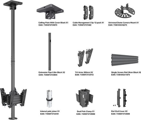Immagine prodotto Multibrackets Montaggio a soffitto B2B, 26"-55", nero, Vesa 100x (Soffitto)