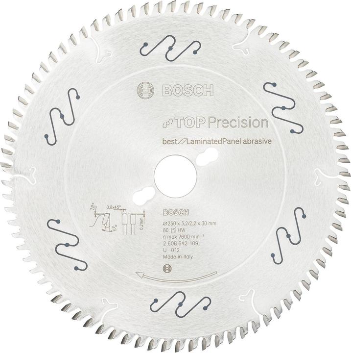 Produktbild Bosch Professional Zubehör Kreissägeblatt Top Precision Best for Laminated Panel Abrasive 250x30x3,2 mm, 80