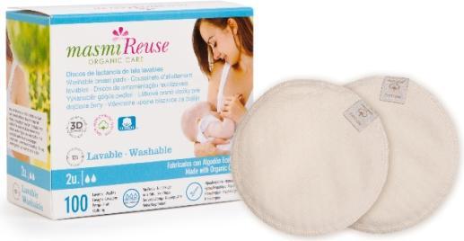 Actual product image Masmi Organic Nursing Pads Washable - Reuse (2 x)