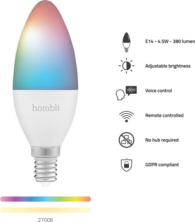 Energie-Label Hombli Smart Bulb (E14, 4.50 W, 380 lm, 1 x, F)