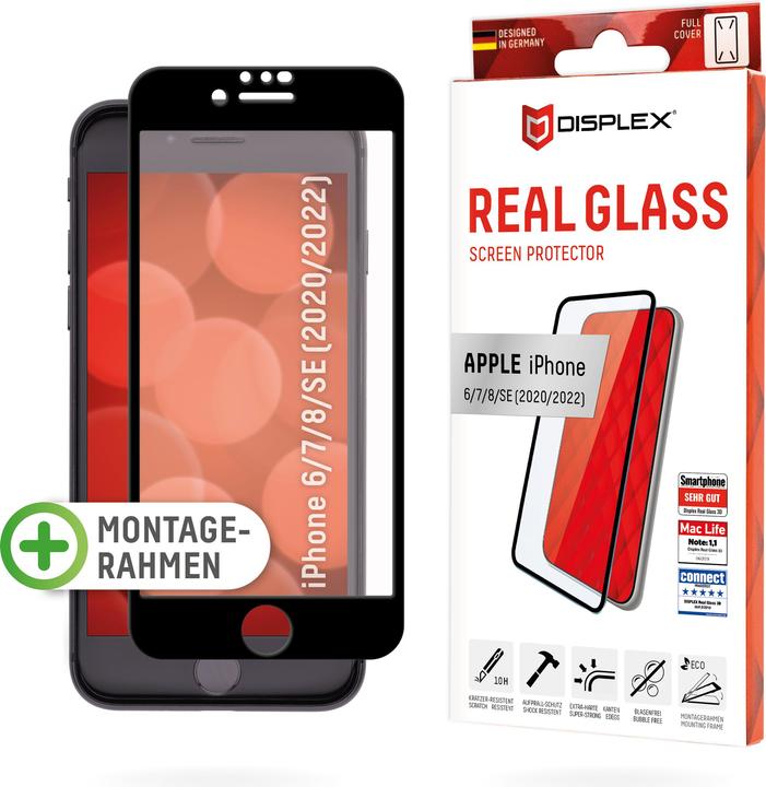Actual product image Displex Real Glass, Full Cover Panzerglas (1 Piece, Apple iPhone 6, Apple iPhone 7, Apple iPhone 8, Apple iPhone SE (2nd Gen), Apple iPhone SE (3rd Gen))