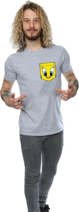 Immagine prodotto Looney Tunes Tweety Pie Face Faux Pocket Maglietta Uomo (S)