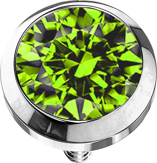 Produktbild Star Piercing Dermal Anchor silber mit Kristall hellgrün (ohne Messing, Chirurgenstahl 316L)