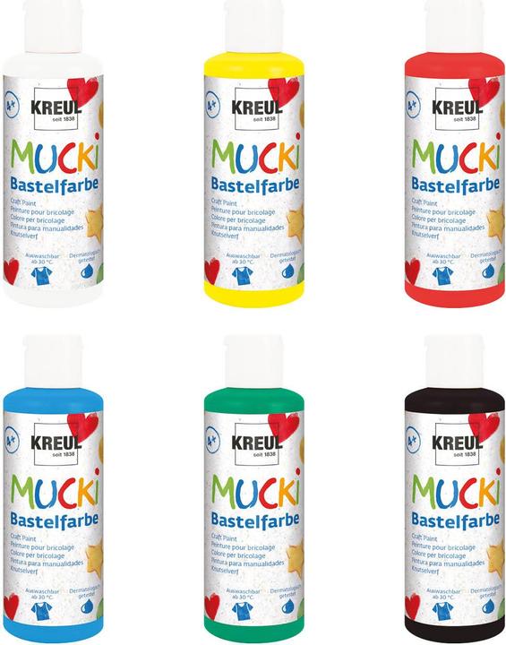 Actual product image Mucki Craft paints (White, Yellow, Green, Blue, Black, Red, 480 ml)