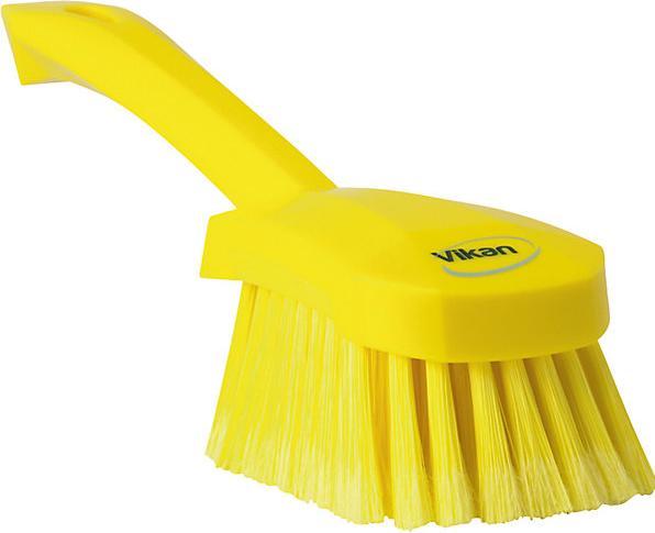 Actual product image Fincke Short handled hand brush, soft, spliced, pack of 10, yellow. (10 pcs.)