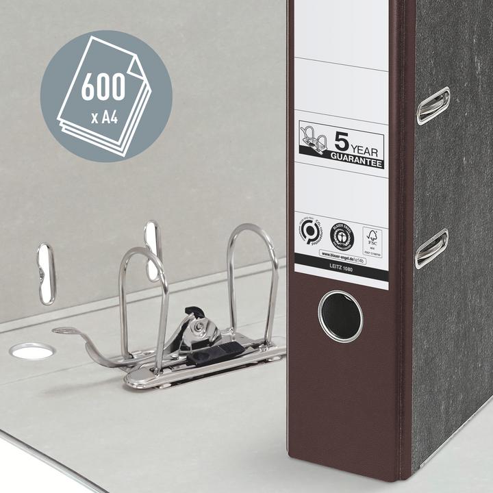Actual product image Leitz Cloud marble folder, 180 degree, DIN A4, 80 mm, brown colored spine, cardboard cover, outside (A4, 80 mm, 1 Piece)