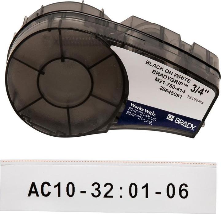 Actual product image Brady M21-750-414, BradyGrip hook and loop tape for printing, polyester, black on white, 19.05 mm x 3.04