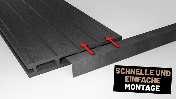 Actual product image Endorphin ® WPC Abschlussleisten 5er Set Hellgrau 220cm Winkelprofil 5,5 x 4,5cm (5 x)