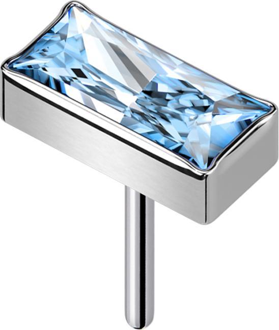 Produktbild Star Piercing Threadless rechteck silber Kristall aqua (ohne Messing, Titan G23)