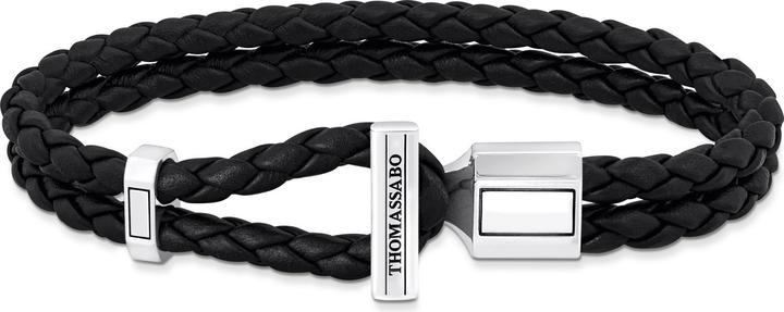 Produktbild Thomas Sabo Lederarmband doppelt in Schwarz Silber (21 cm, 925er Silber, Leder)