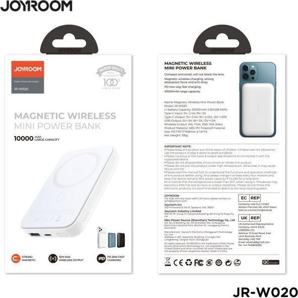 Actual product image Joyroom Mini Magnetic Wireless Powerbank (20W) (10000 mAh, 20 W, 15 Wh)