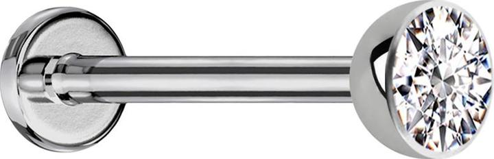 Actual product image Star Piercing Micro Threadless Labret silver hemisphere with crystal silver (Titanium G23, without brass)