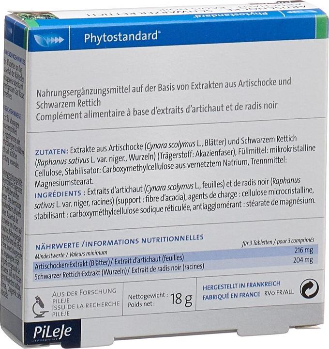 Nutritional values and ingredients Phytostandarts Artichoke - Black Radish Tablet (30 Piece, Pills, 35 g)