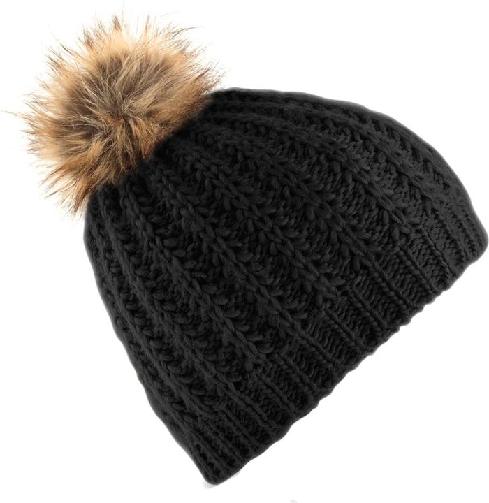 Image du produit Beechfield Bonnet de laine avec pompon en fausse fourrure (Taille unique)