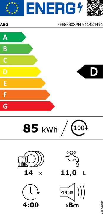 Energy Label AEG Favorit FEE8380XPM Exclusiv built-in dishwasher, Comfort Lift 911424491