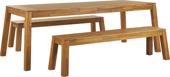 Image du produit Beliani Ensemble de meubles de jardin en acacia marron clair 6 places 3 pièces LIVORNO (225 cm)