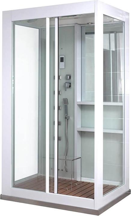 Home Deluxe Steam shower with waterfall and steam sauna LUXUS XL, 120x90 cm - White