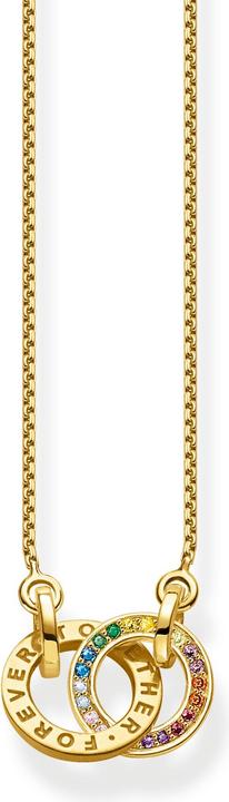 Immagine prodotto Thomas Sabo Collana Together con due anelli con pietre colorate placcata oro (Argento 925, 50 - 55 cm)