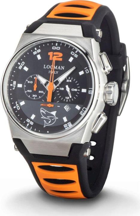 Produktbild Locman Italy Herrenuhr Mare schwarz/orange Chrono Ref. 0555 (Chronograph, 44 mm)