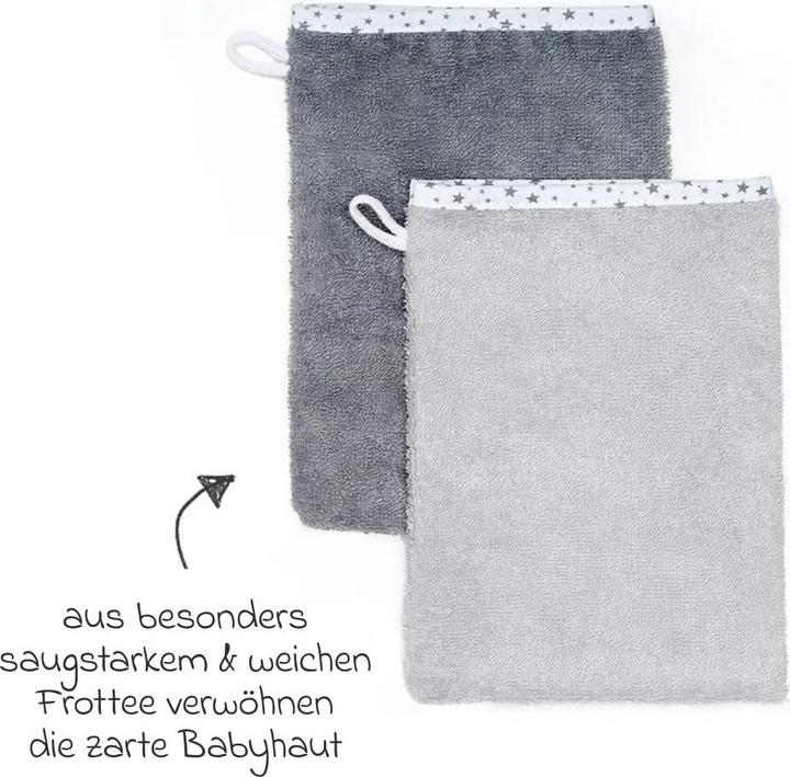 Produktbild Baby-Waschlappen & Waschhandschuhe Waschhandschuh 10er Pack - Sterne - Grau