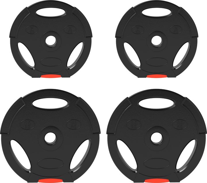 SportNow Hantelscheiben Kunststoff, Sand Schwarz (4 x 5 kg, 4 x 10 kg)