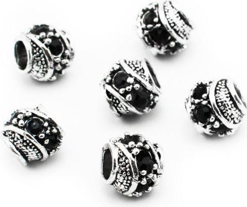 Produktbild Hermex Strass Bead versilbert 925 - Silbrig Schwarz (Silber 925)