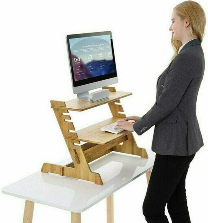 Image du produit Hermex Rehausseur de bureau ergonomique Table d'ordinateur portable Poste de travail mobile debout