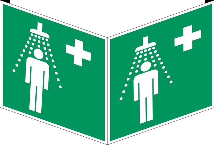 Produktbild Brady B-455, Fahnen- und Winkelschilder - Notdusche, Polyvinylchlorid (PVC), Weiss auf Grün, 318 x