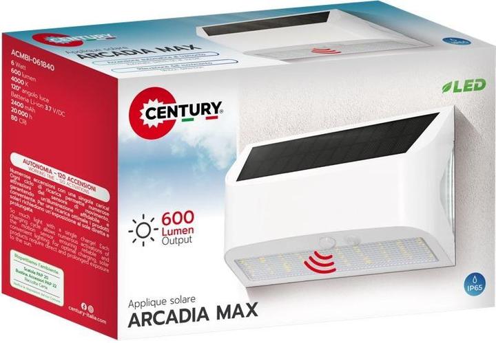 Produktbild Century Arcadia Max Solar LED-Wandleuchte weiss (600 lm, IP65)