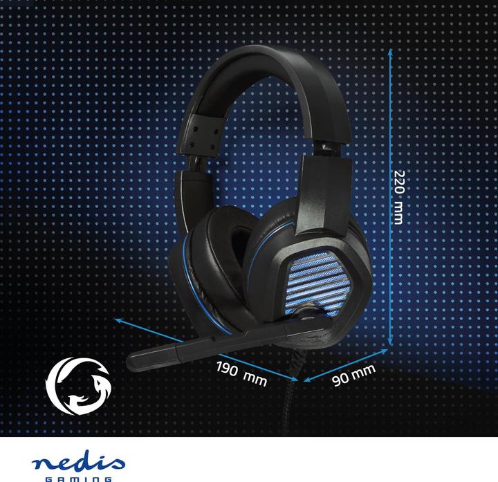 Produktbild Nedis Gaming Headset | Über Ohr | Surround | USB Type-A | Klappbarer Mikrofon | 2.10 m | LED (Kabelgebunden)