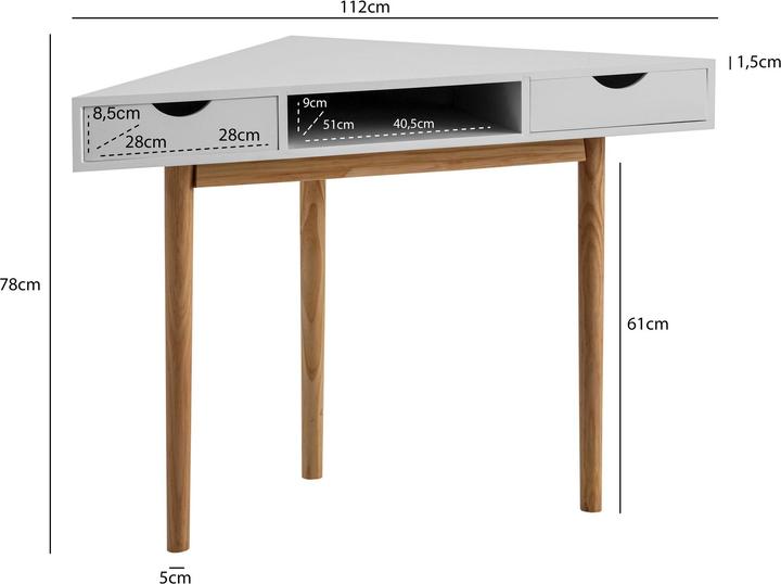 Actual product image FineBuy Eckschreibtisch Schreibtisch 80 cm Weiss Schubladen Tisch Platzsparend (80 x 80 x 78 cm)
