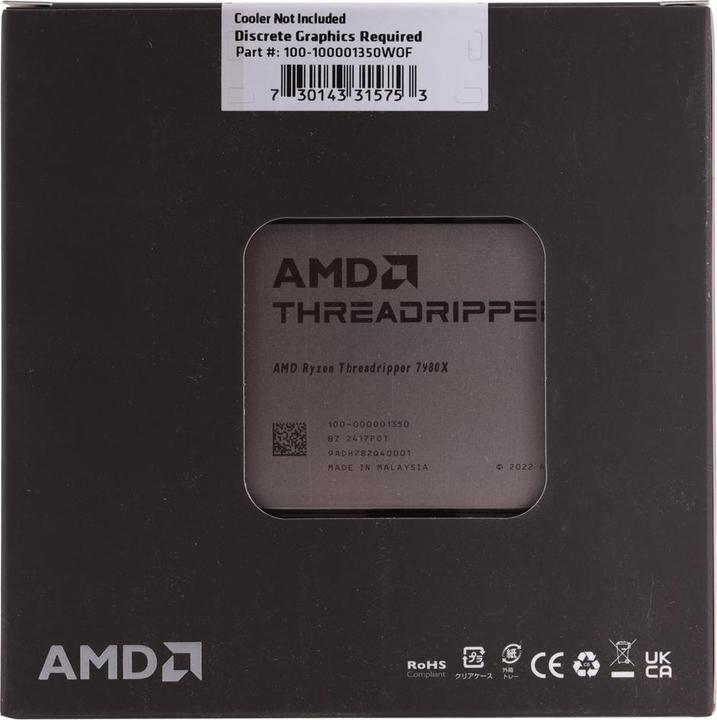 Produktbild AMD Ryzen Threadripper 7980X (sTR5, 3.20 GHz, 64 -Core)