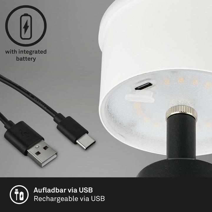 Image du produit Briloner Lampe de table LED rechargeable, noire, 1xmodule LED/3,5W (400 lm)