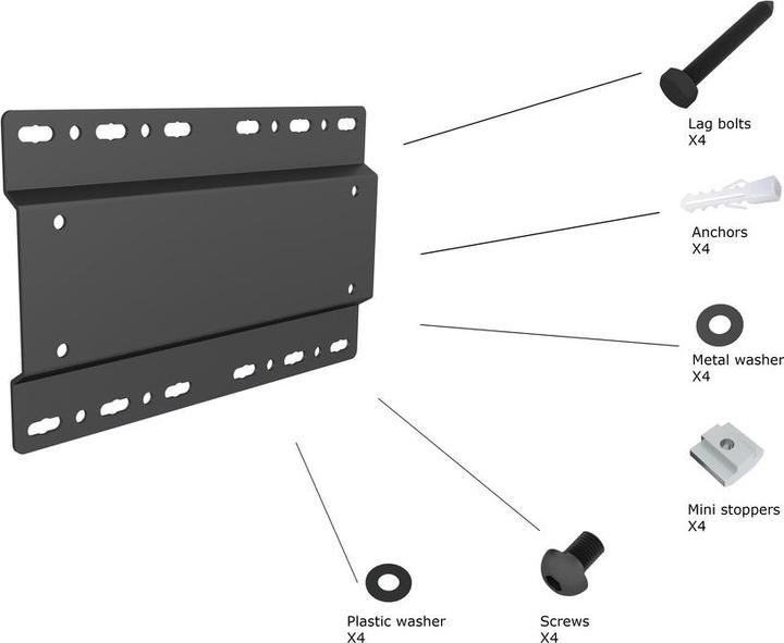 Immagine prodotto Multibrackets Piastra a parete Grande, in metallo per Pro System, nera