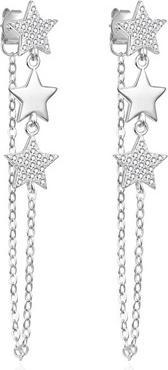 Produktbild Agato Silver Long Earrings Stars With Zircons Agt-E051p