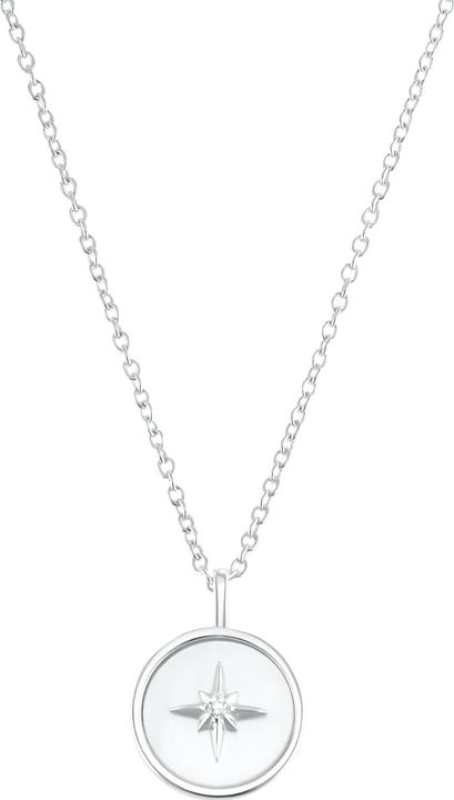 Produktbild S.Oliver Halsschmuck für Damen, 925 Sterling Silber, Zirkonia synth., Perlmutt | Stern (925er Silber, 42 - 45 cm)