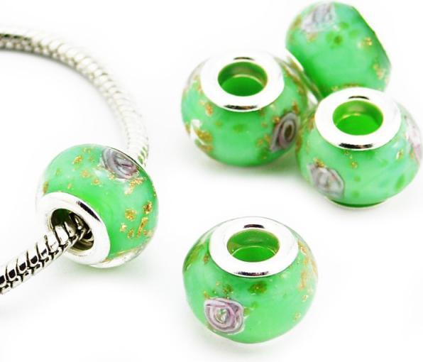 Produktbild Hermex Glas Bead Perle versilbert 925 - Grün (Silber 925, Glas)