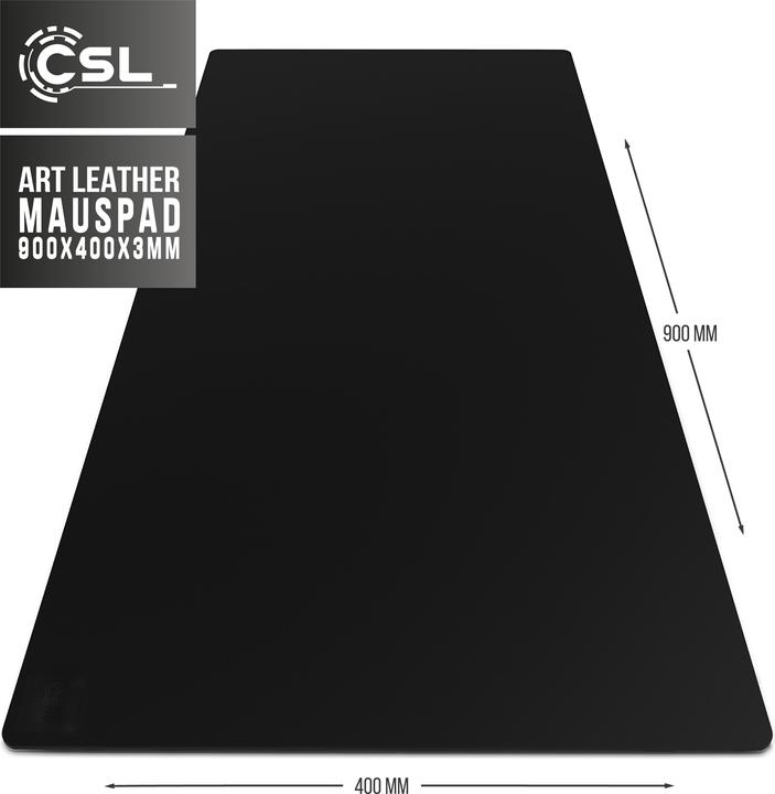 Actual product image CSL Mouse pad, mouse mat XXL, elegant leather look, desk pad 900 x 400 mm, black with logo (XXL)