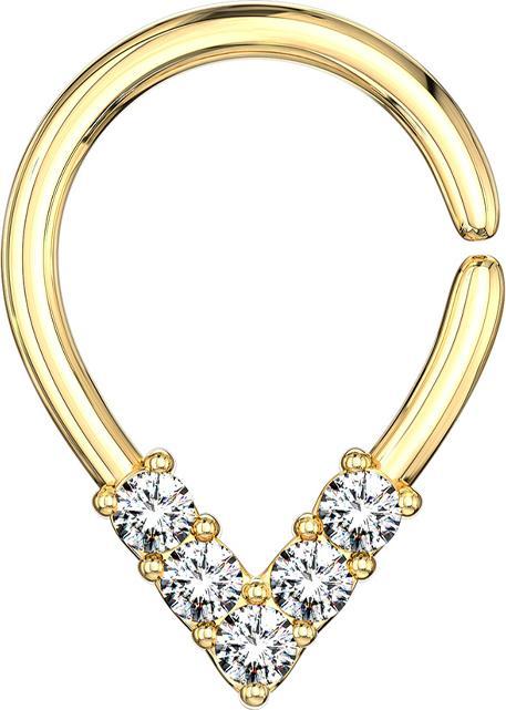 Star Piercing Micro Piercing Ring 14k vergoldet spitzig mit Kristallen (Messing)